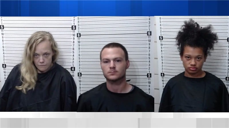 Julia Woodrum, 33, Hunter Webster, 28, and Amaijah Oliver, 20, were arrested after authorities...