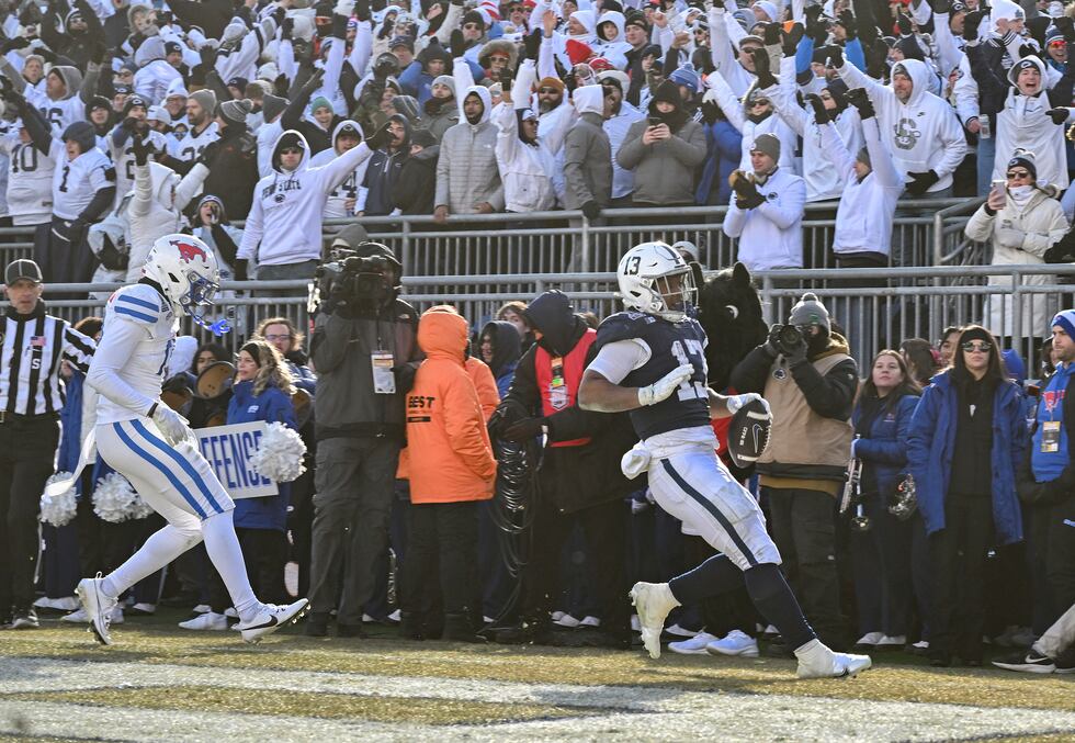 Penn State running back Kaytron Allen scores a touchdown against SMU during the first half in...