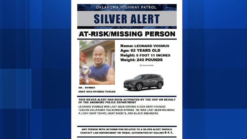 Leonard Vosmus, 62, was last seen driving a gray Hyundai SUV wearing a light gray T-shirt,...
