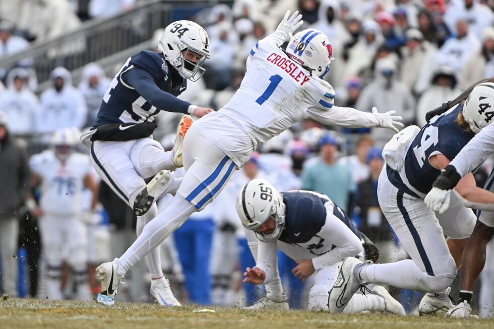 Penn State kicker Ryan Barker (94) kicks a field goal during the second half against SMU in...