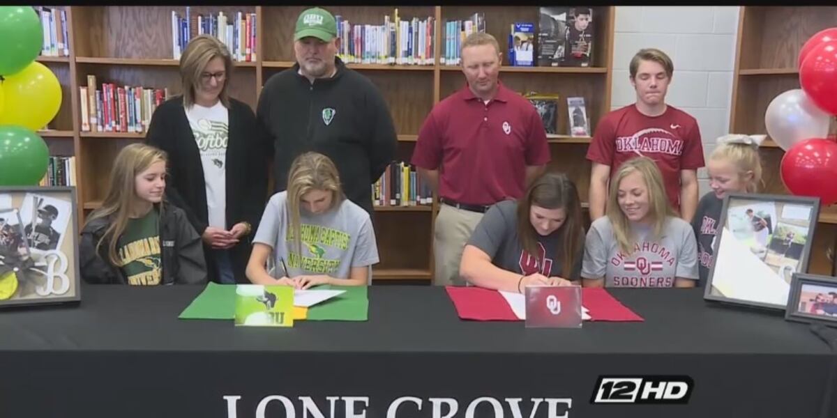 Lone Grove softball stars sign letters with OU, Oklahoma Baptist