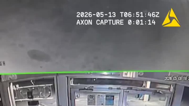 Surveillance footage captures the moment three men allegedly burglarized a gas station in...