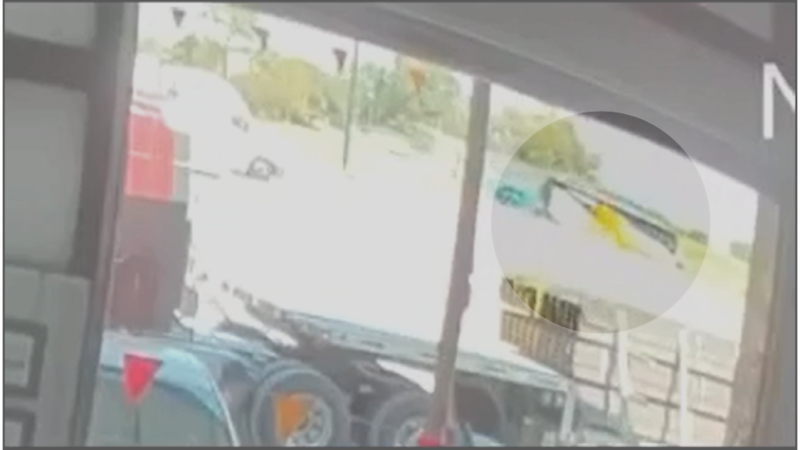 Security cameras captured the moment an RV crashed into a semi truck and burst into flames....