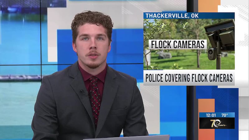 The Thackerville Police Department has started to cover up Flock cameras throughout the city...